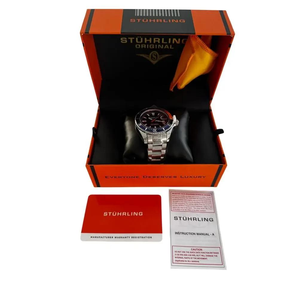 Stuhrling Original Depthmaster Professional Diver Watch Stainless Steel - NIB